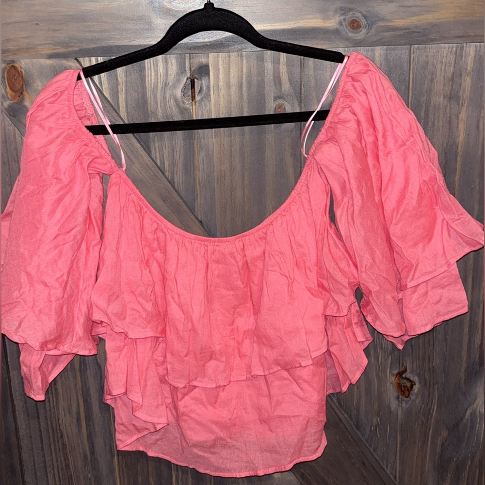 HYFVE Coral Ruffled Blouse